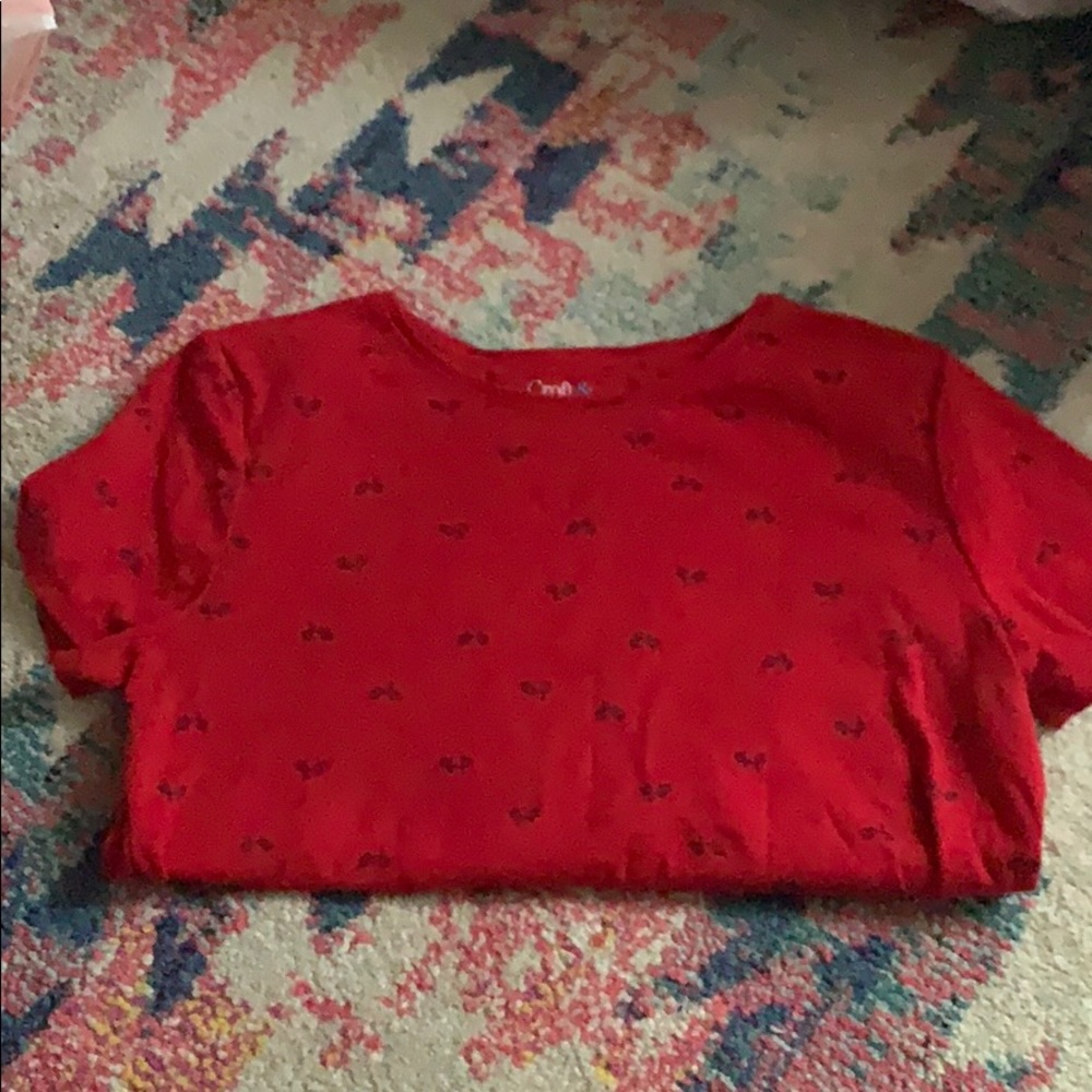 Red Soft shirt with navy bicycles